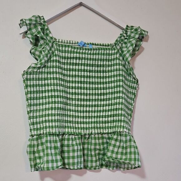 Draper James Green and White Gingham Top - Picture 1 of 6
